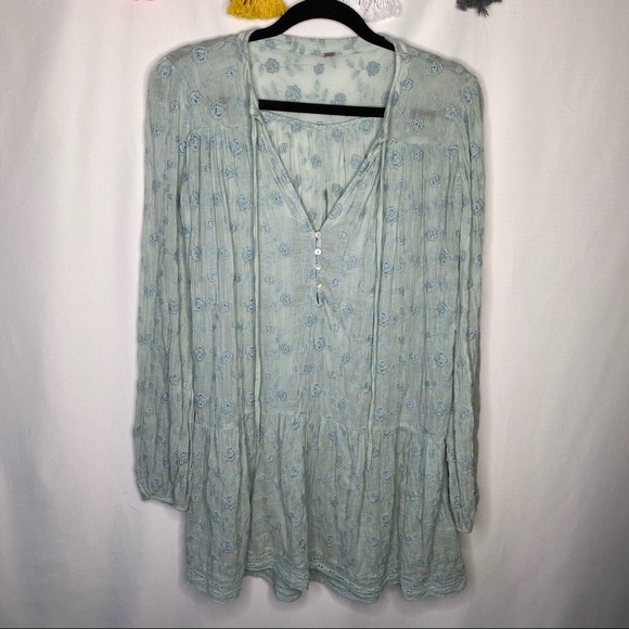 Free People Baby’s Breath Mini Dress in Sea Grass - Picture 3 of 13